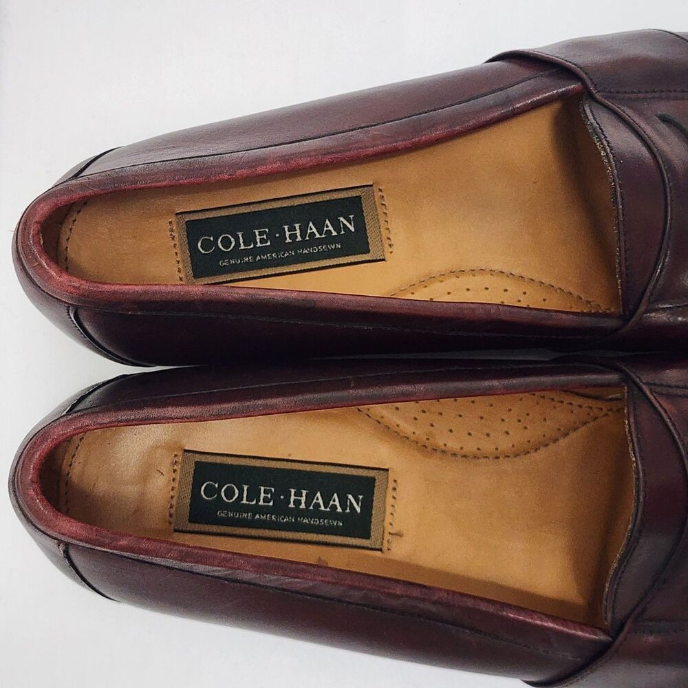 Cole Haan Made In U.S.A. Maroon Leather Shoes Penny Loafers Slip On Mens 11.5D - Picture 7 of 16